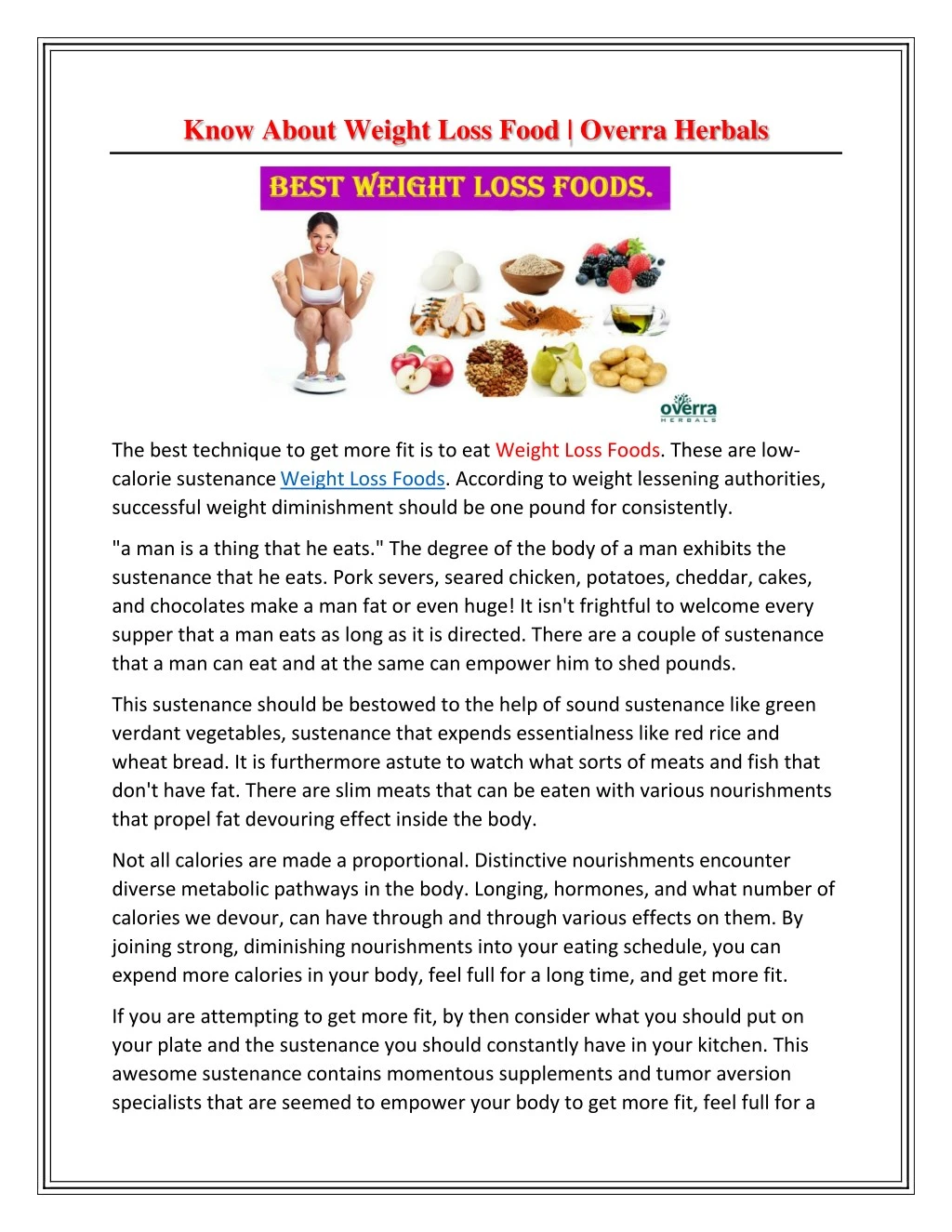 know about weight loss food overra herbals