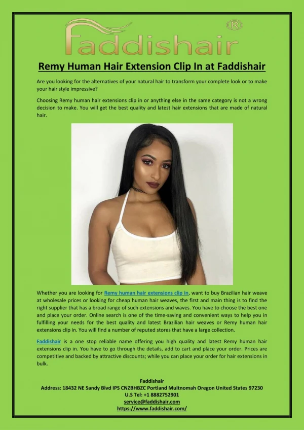 Remy Human Hair Extension Clip In at Faddishair