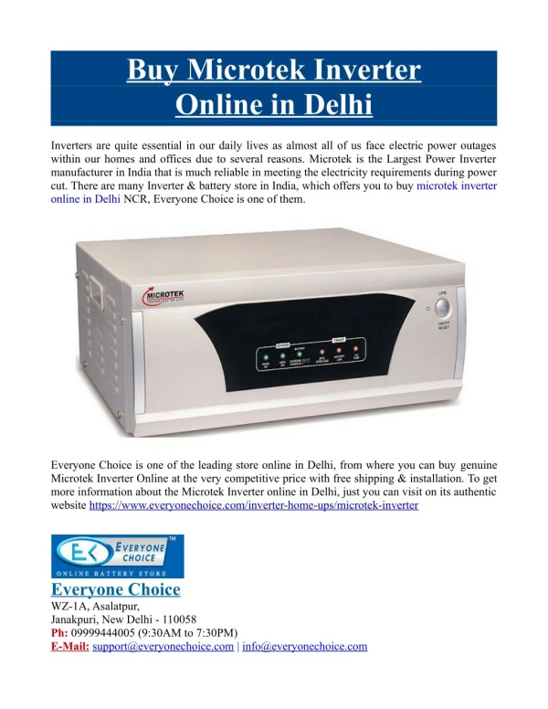 Buy Microtek Inverter Online in Delhi