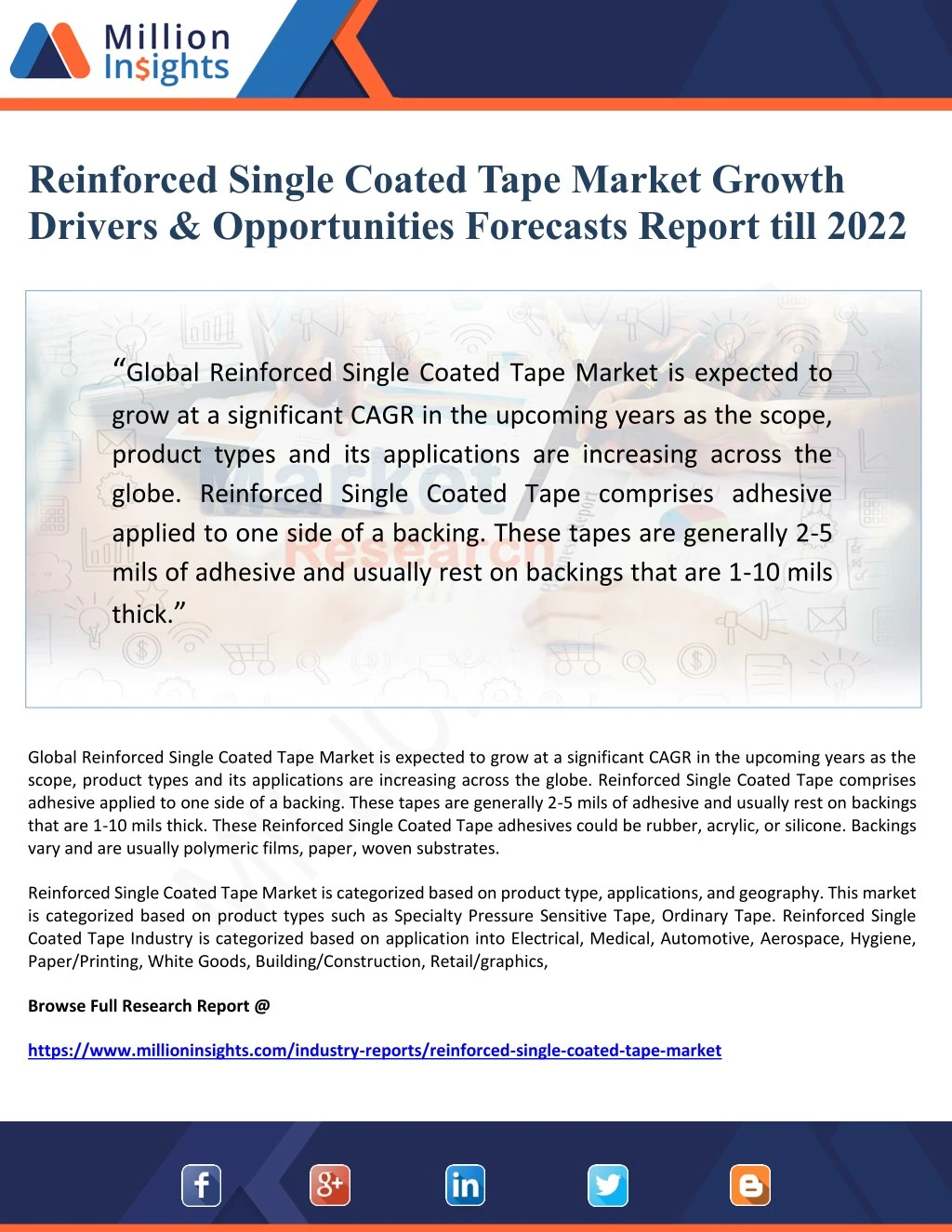 reinforced single coated tape market growth
