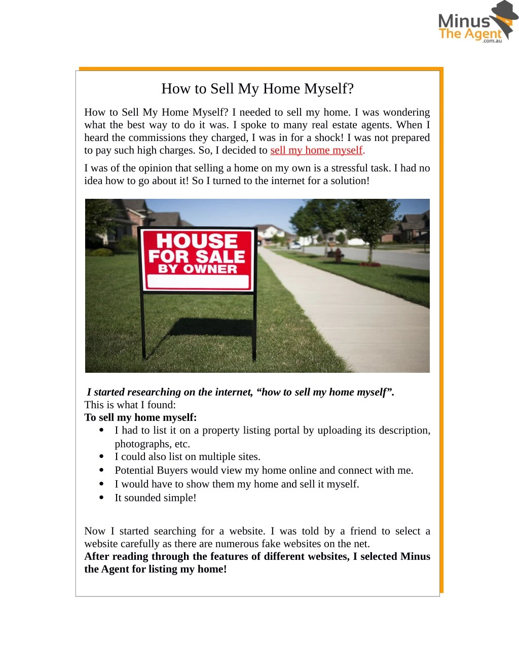 how to sell my home myself
