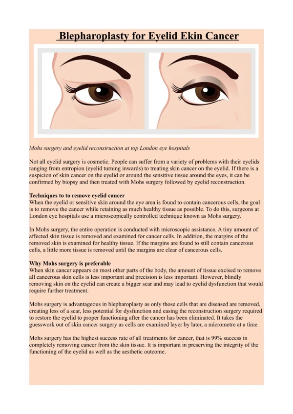 Blepharoplasty for eyelid skin cancer