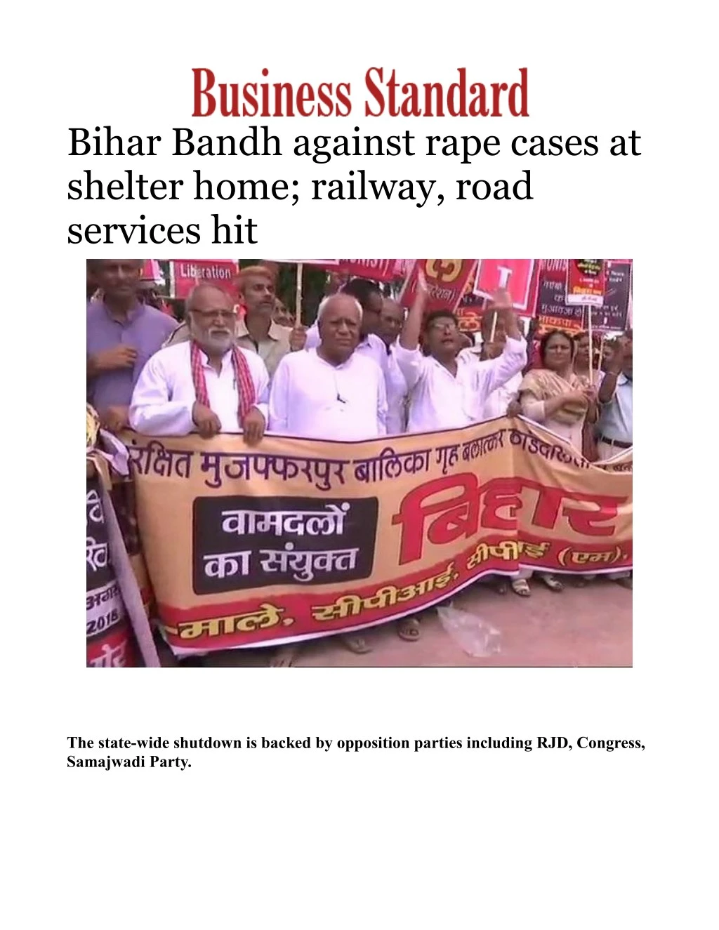 bihar bandh against rape cases at shelter home