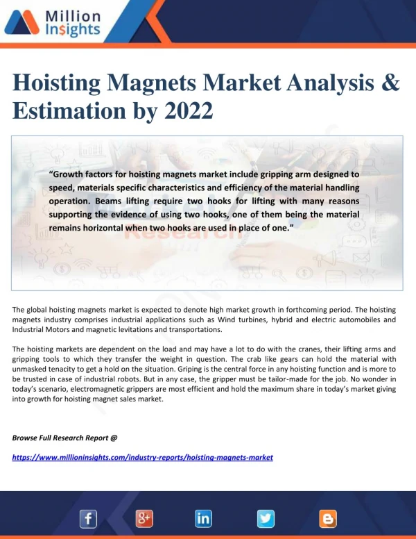 Hoisting Magnets Market Analysis & Estimation by 2022