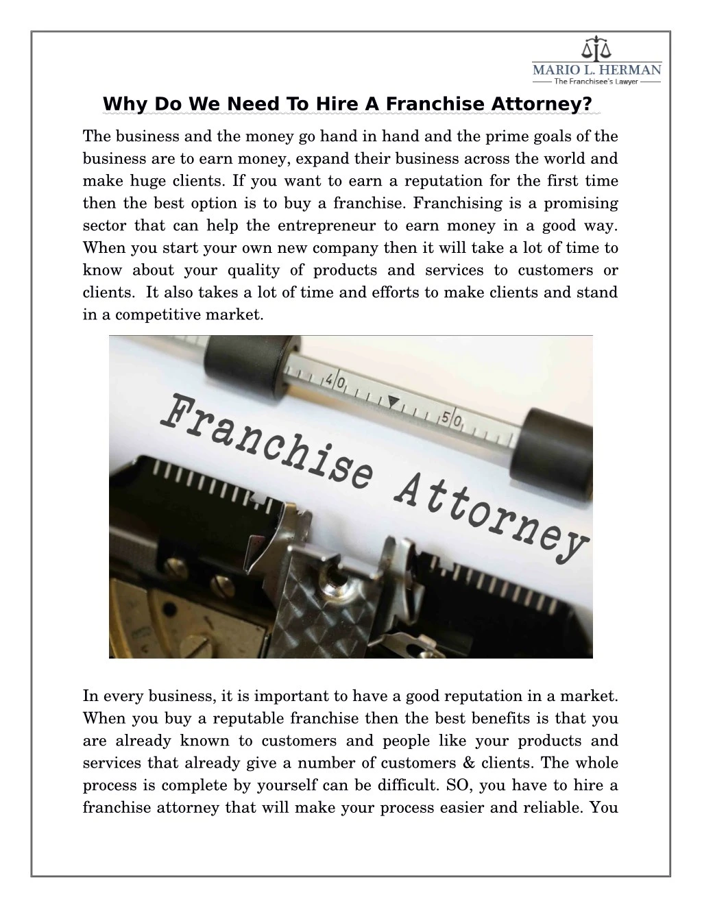 why do we need to hire a franchise attorney