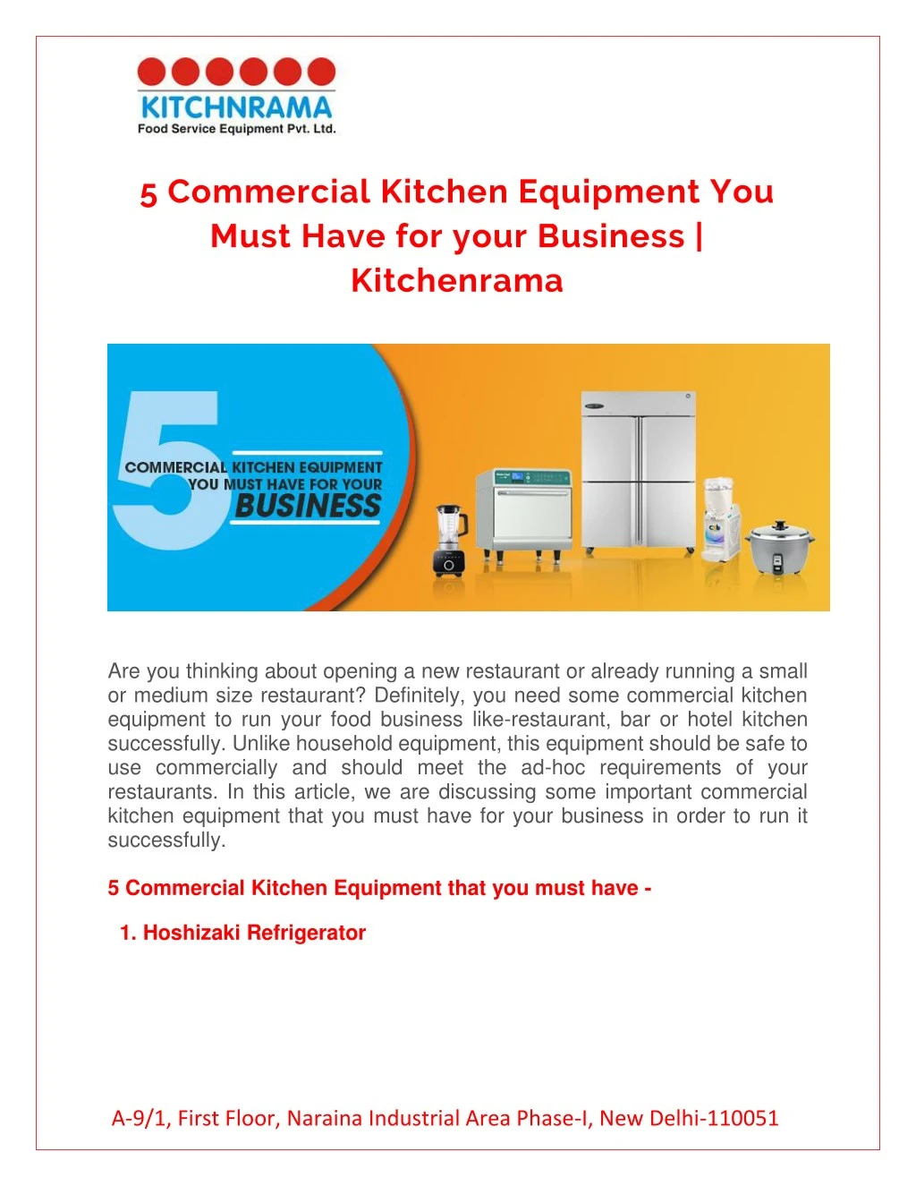 5 commercial kitchen equipment you must have