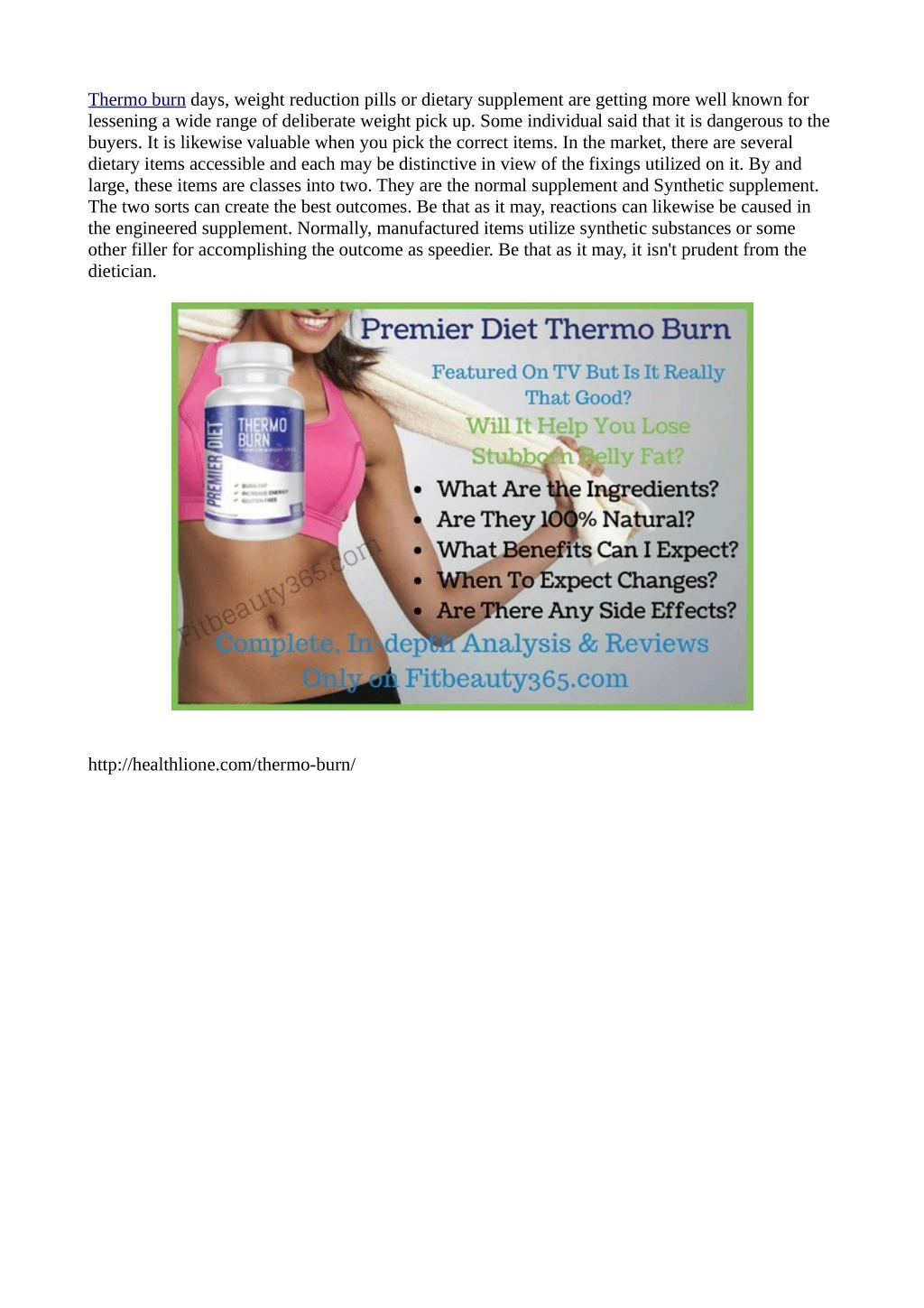 thermo burn days weight reduction pills