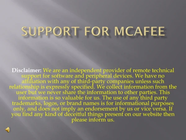 Support for mcafee.com/activate