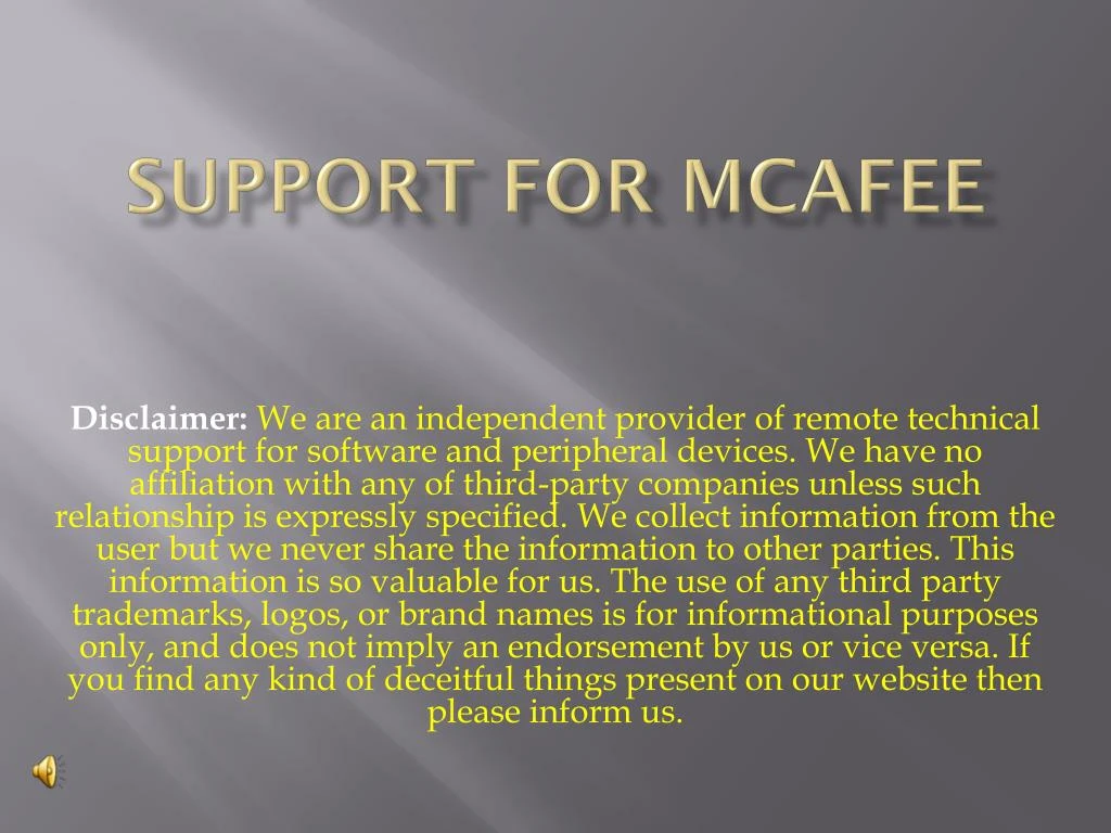 support for mcafee