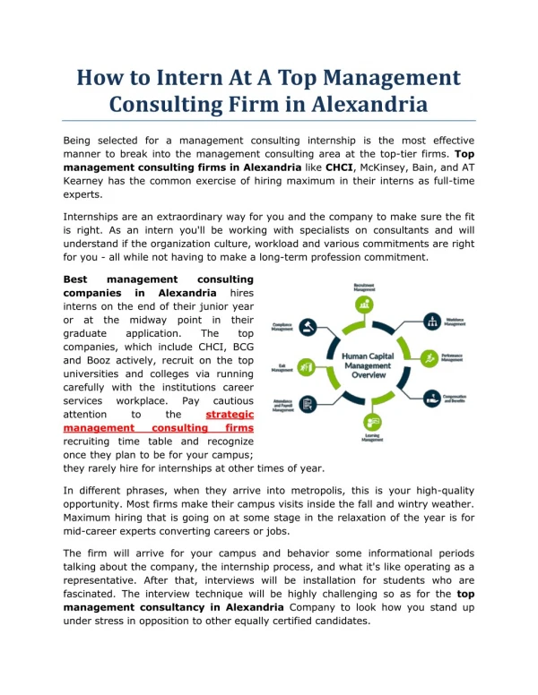 How to Intern At A Top Management Consulting Firm in Alexandria