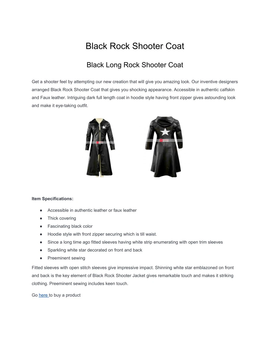 black rock shooter coat