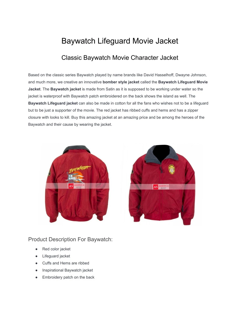 baywatch lifeguard movie jacket