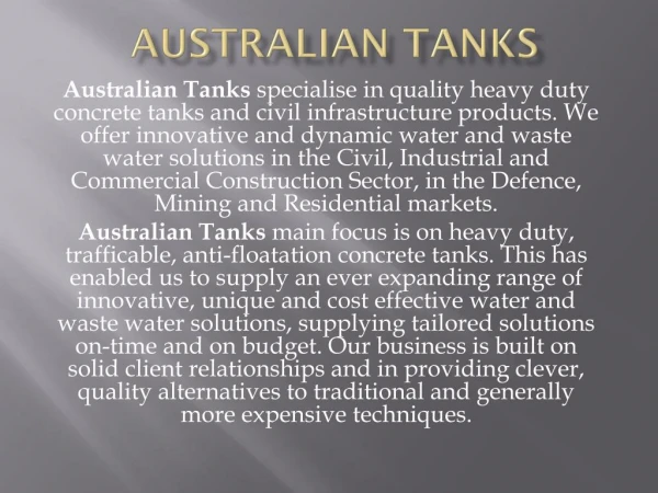 Concrete Water Tanks Sydney - Australian Tanks