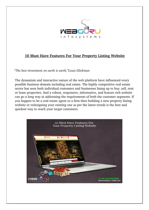 10 Must Have Features For Your Property Listing Website
