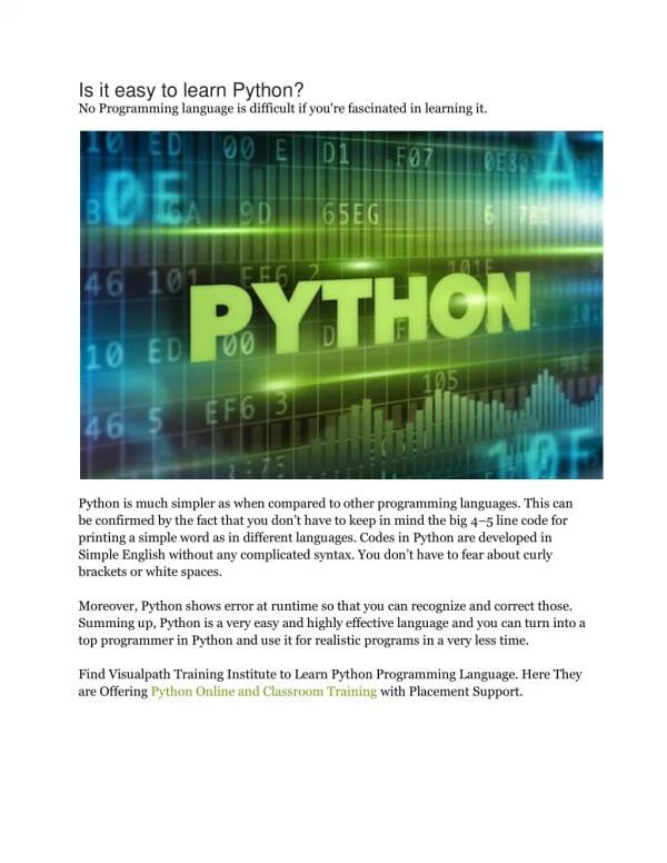 Python Training in Hyderabad | Best Python Training Institutes