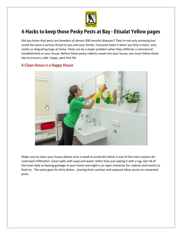 6 Hacks to keep those Pesky Pests at Bay - Etisalat Yellow Pages