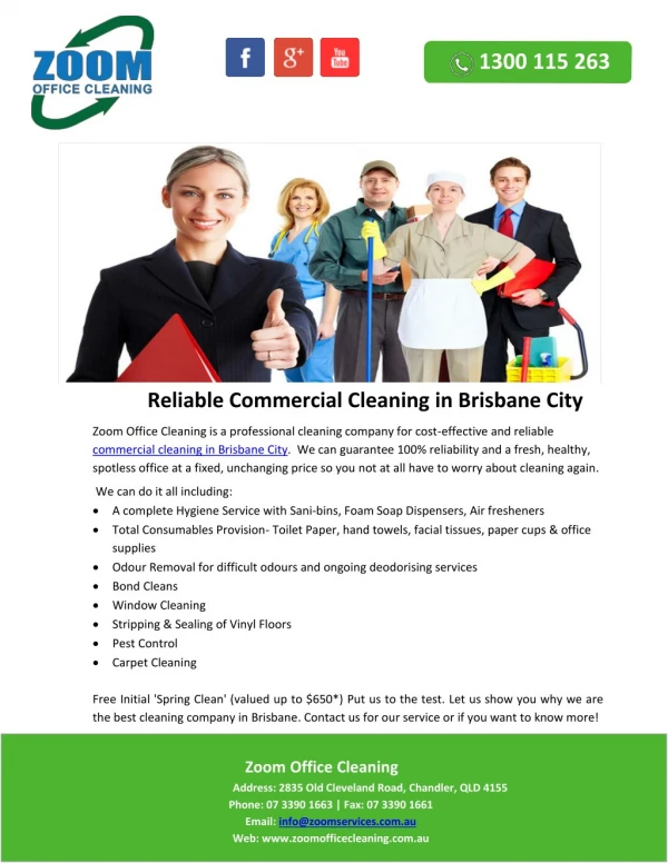 Reliable Commercial Cleaning in Brisbane City