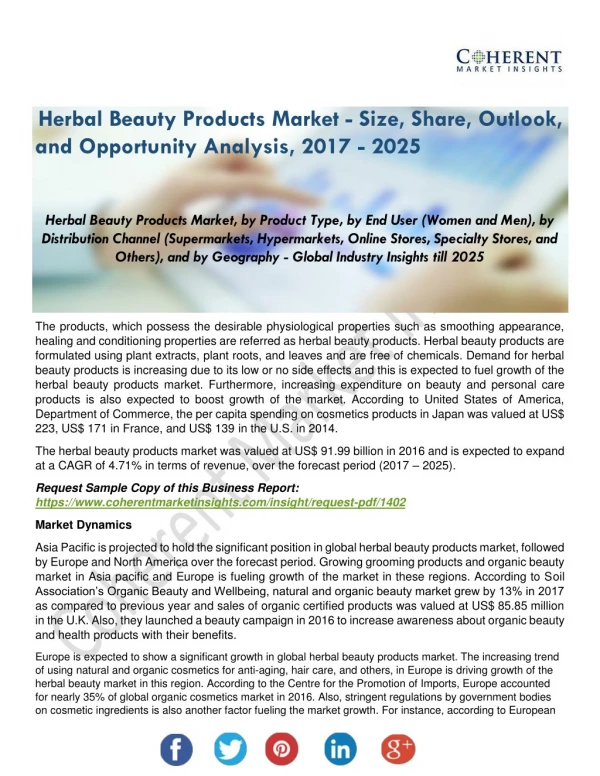 Herbal Beauty Products Market Growth Opportunities Till 2025