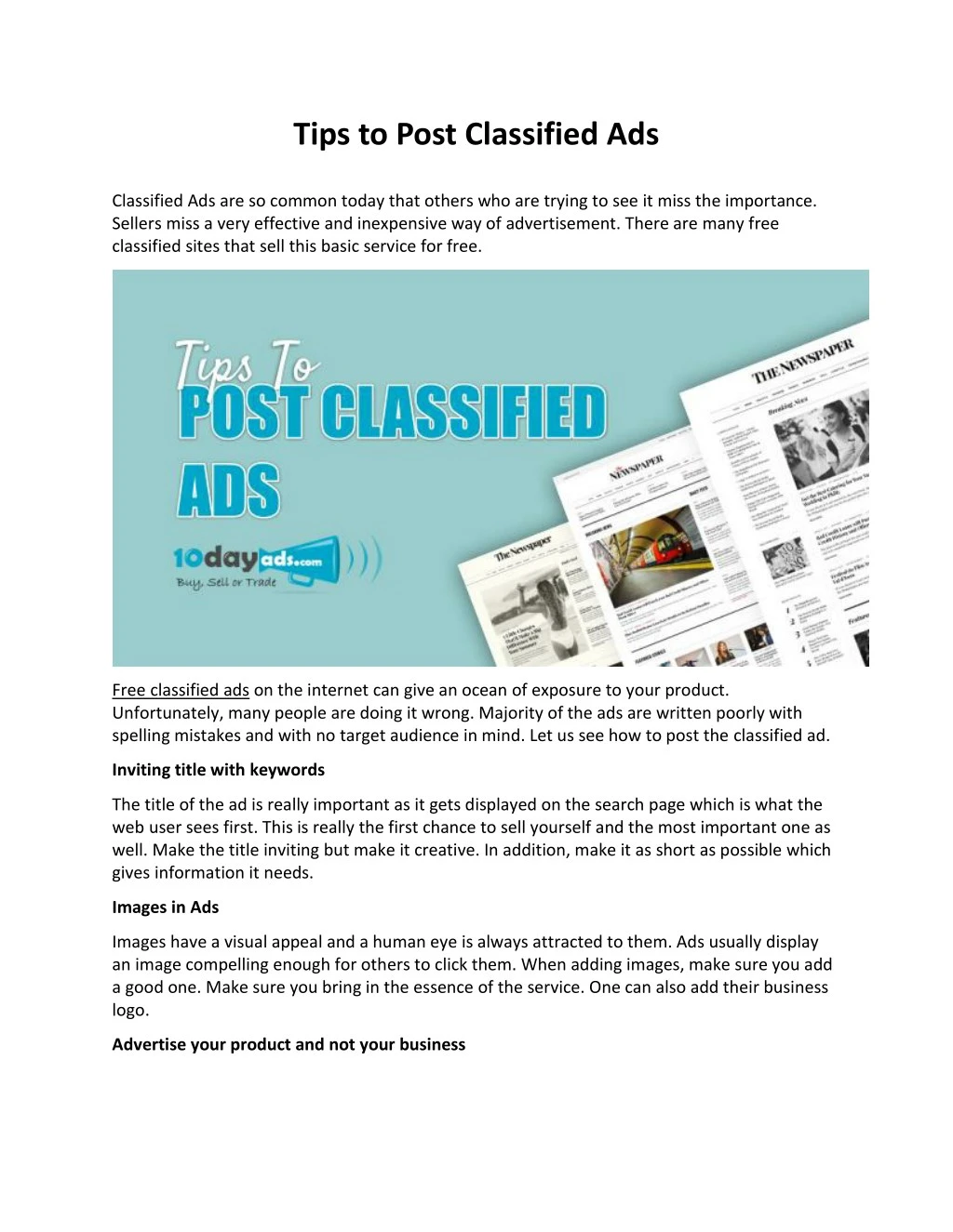 tips to post classified ads
