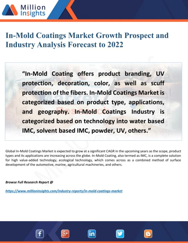 In-Mold Coatings Market 2022 In-Depth Analysis