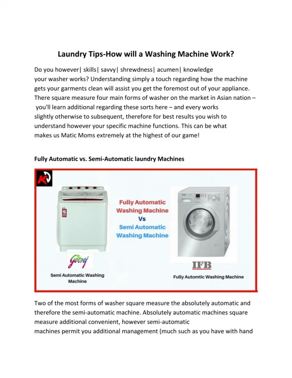 Laundry Tips-How will a Washing Machine Work