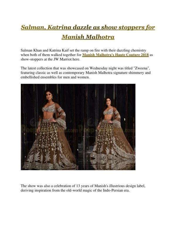 Salman, Katrina dazzle as show stoppers for Manish Malhotra