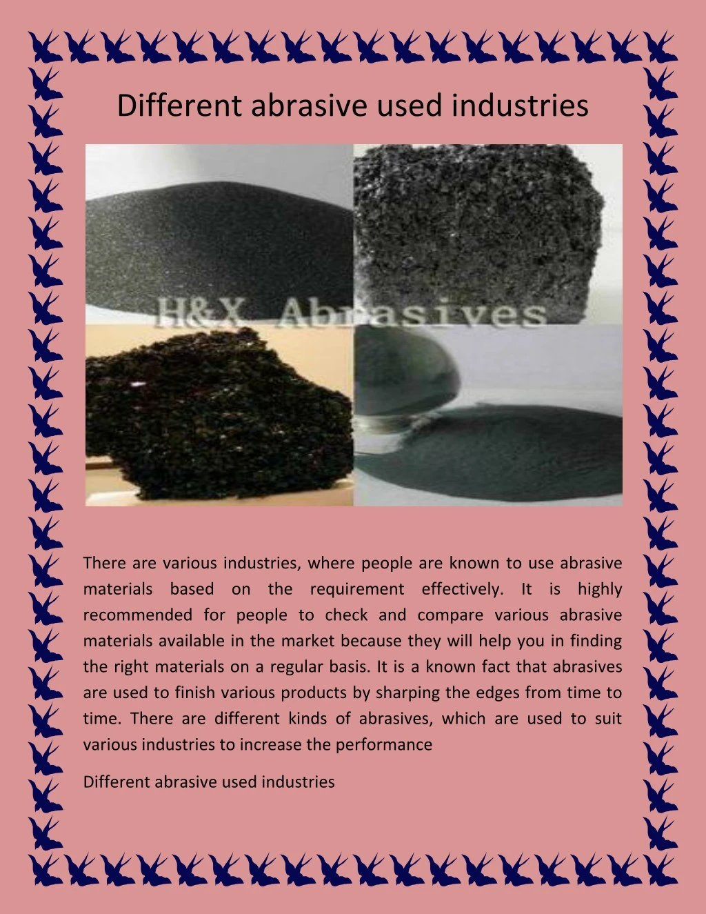 different abrasive used industries