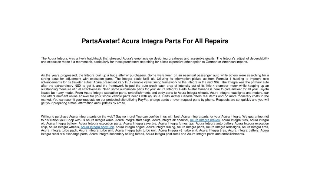partsavatar acura integra parts for all repairs