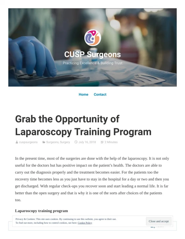 Grab the Opportunity of Laparoscopy Training Program