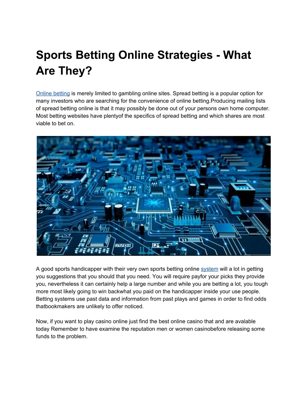 sports betting online strategies what are they
