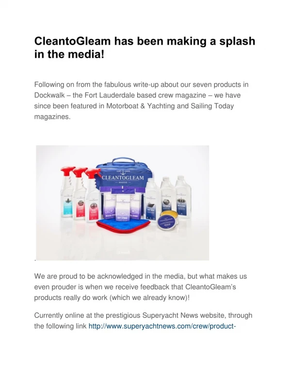 CleantoGleam has been making a splash in the media!