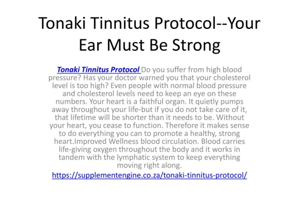 Tonaki Tinnitus Protocol--Reviews