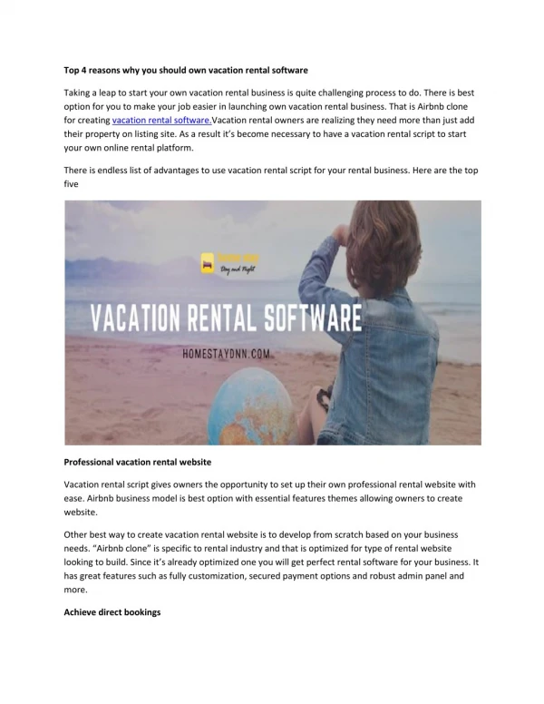 Why you should own vacation rental software?