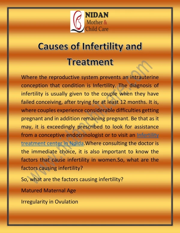 Causes of Infertility and Treatment