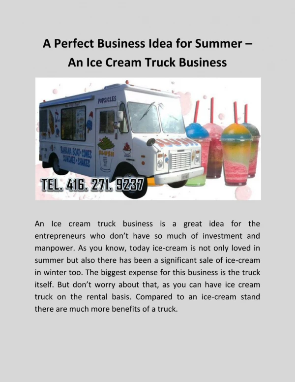 A perfect business idea for summer – an ice cream truck business