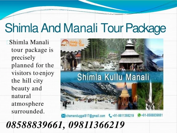 Chandigarh Shimla Manali tour from Delhi