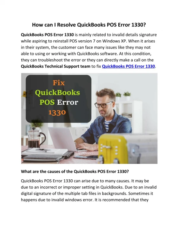 Resolve QuickBooks POS Error 1330