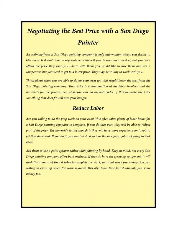 Negotiating the Best Price with a San Diego Painter