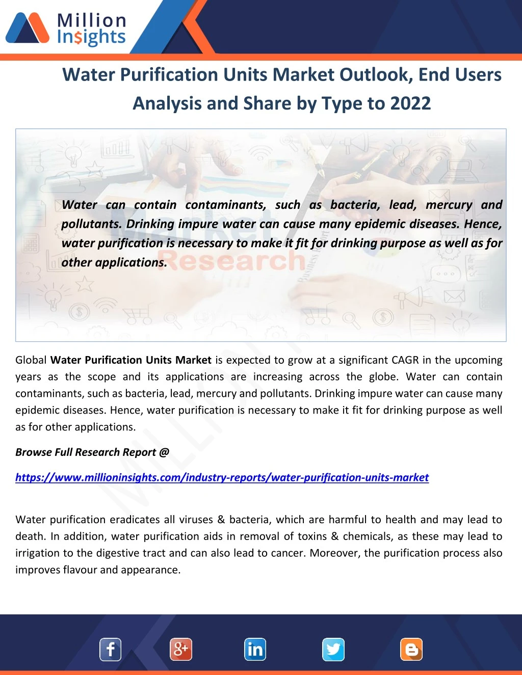 water purification units market outlook end users