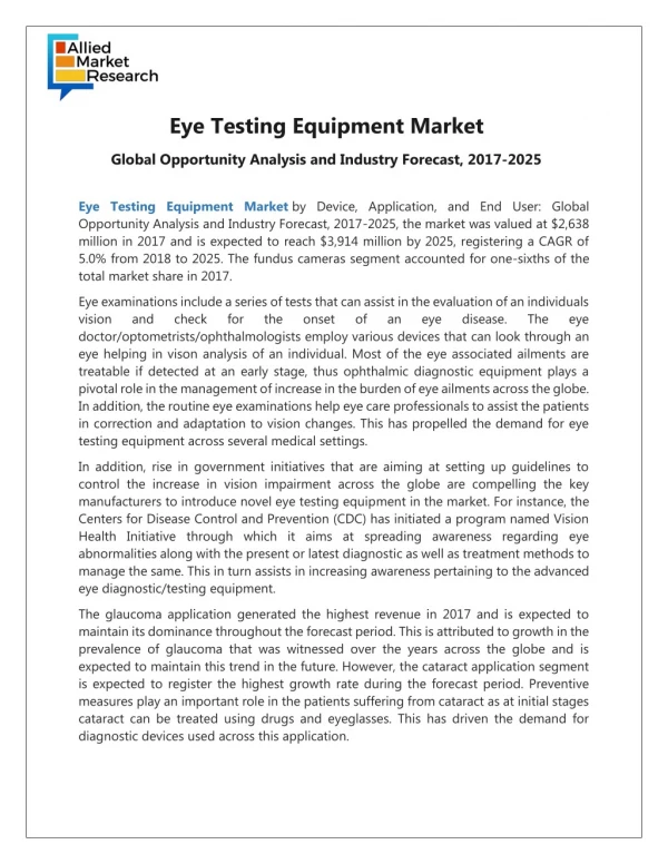 Eye Testing Equipment Market