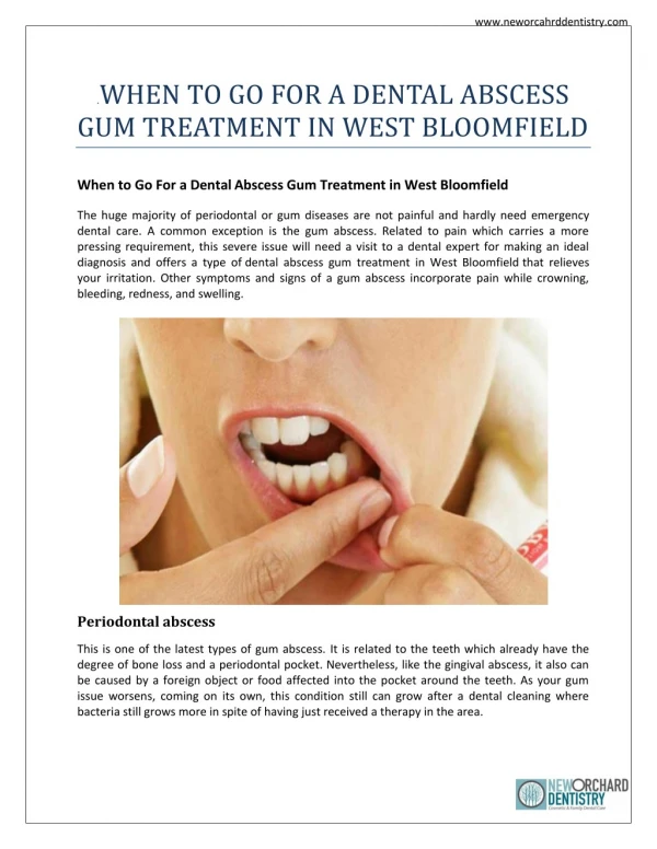 When to go for a Dental Abscess Gum Treatment in West Bloomfield | New Orchard Dentistry