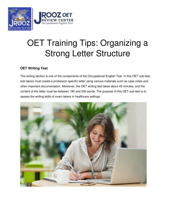 OET Training Tips: Organizing a Strong Letter Structure