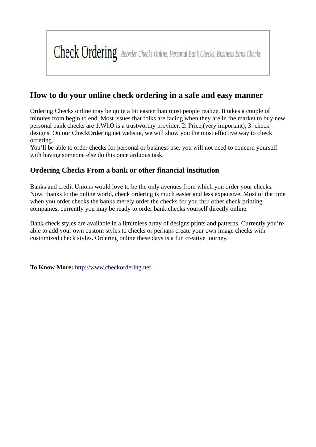 how to do your online check ordering in a safe
