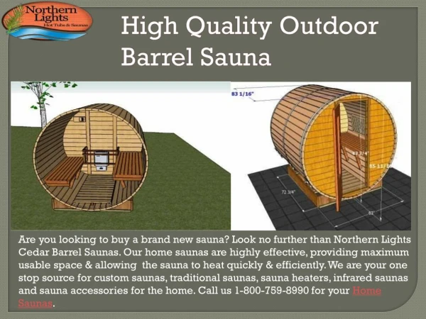 High Quality Outdoor Barrel Sauna