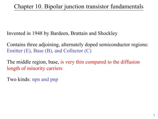 Chapter 10. Bipolar junction transistor fundamentals