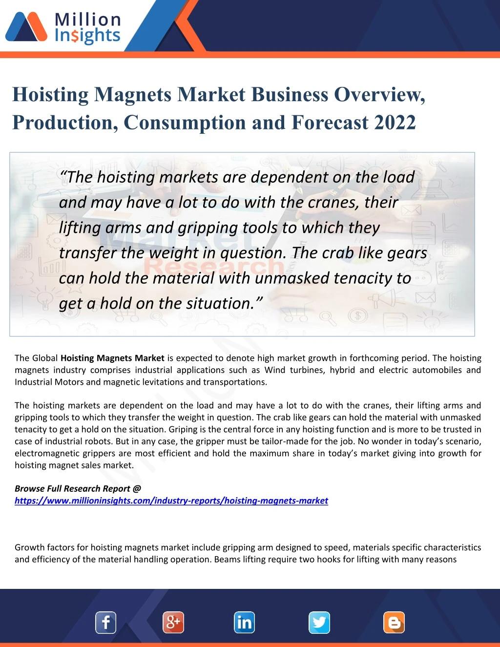 hoisting magnets market business overview