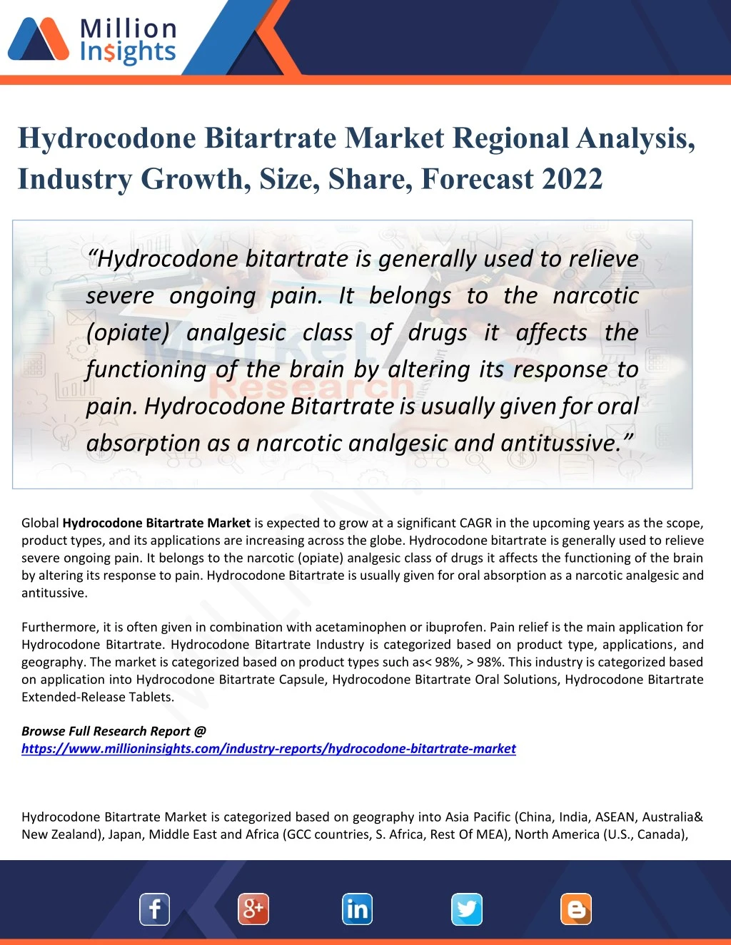 hydrocodone bitartrate market regional analysis