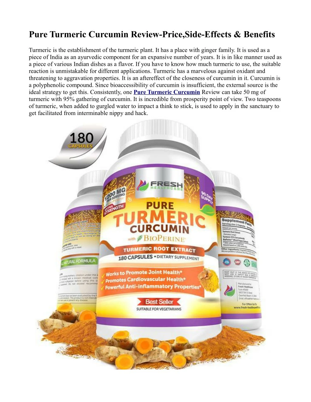 pure turmeric curcumin review price side effects