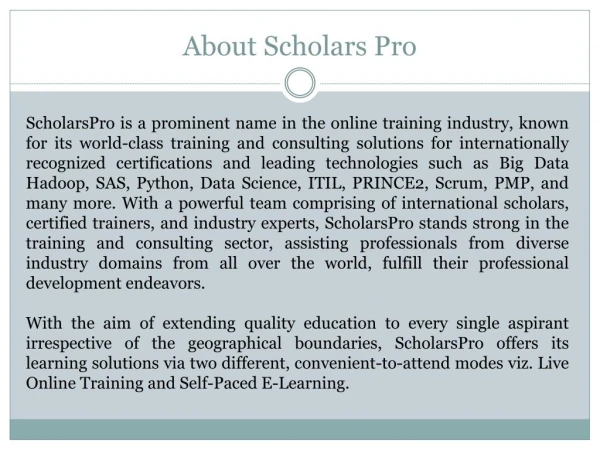 Sas training and certification with Scholars pro