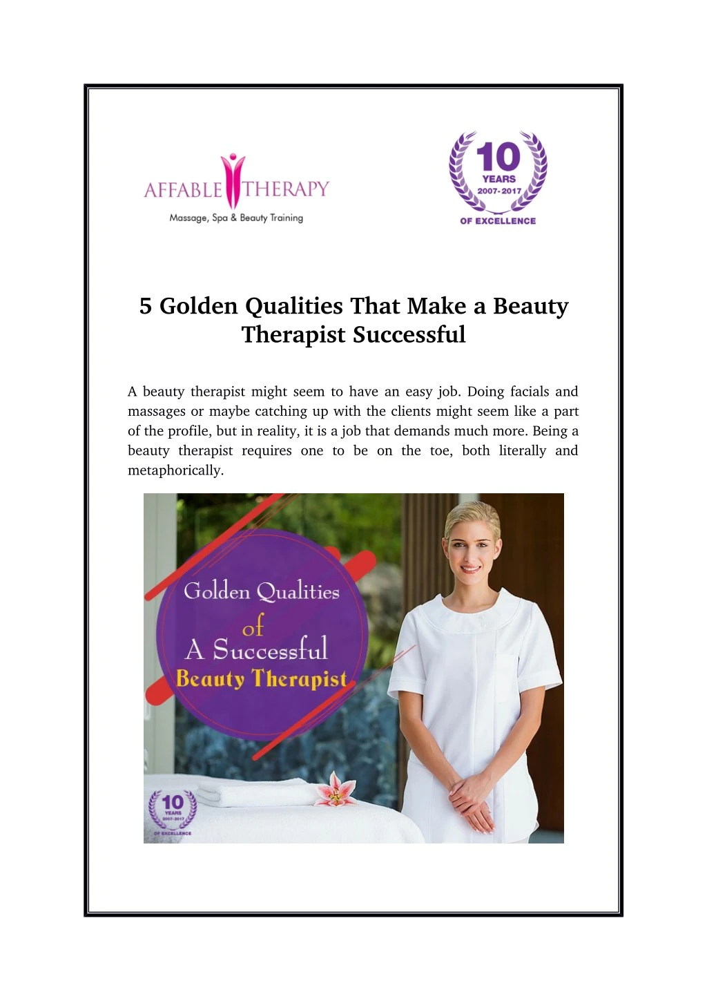 5 golden qualities that make a beauty therapist